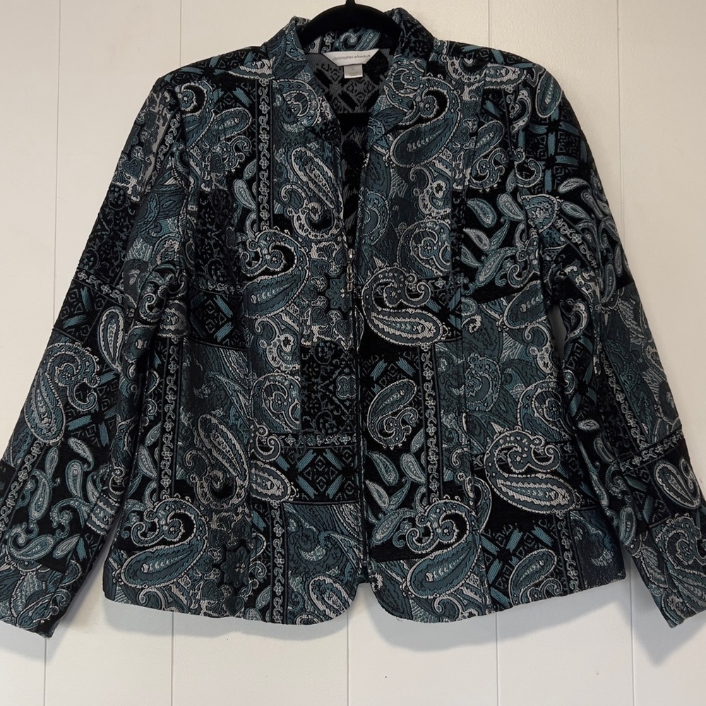 Christopher & Banks Long Sleeve Paisley Unlined Blazer Jacket 072726